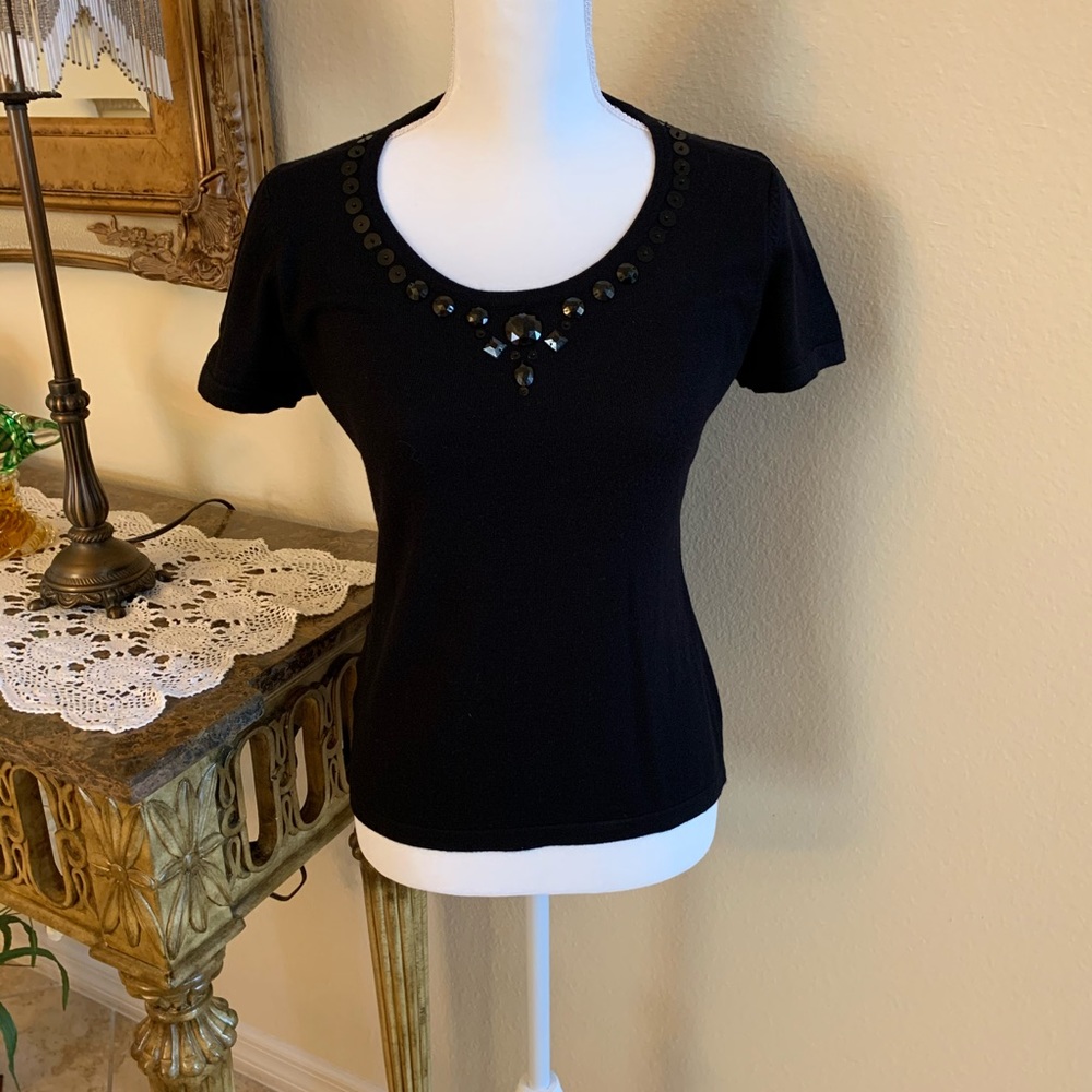 Jones New York, Black, short sleeved top, Size S